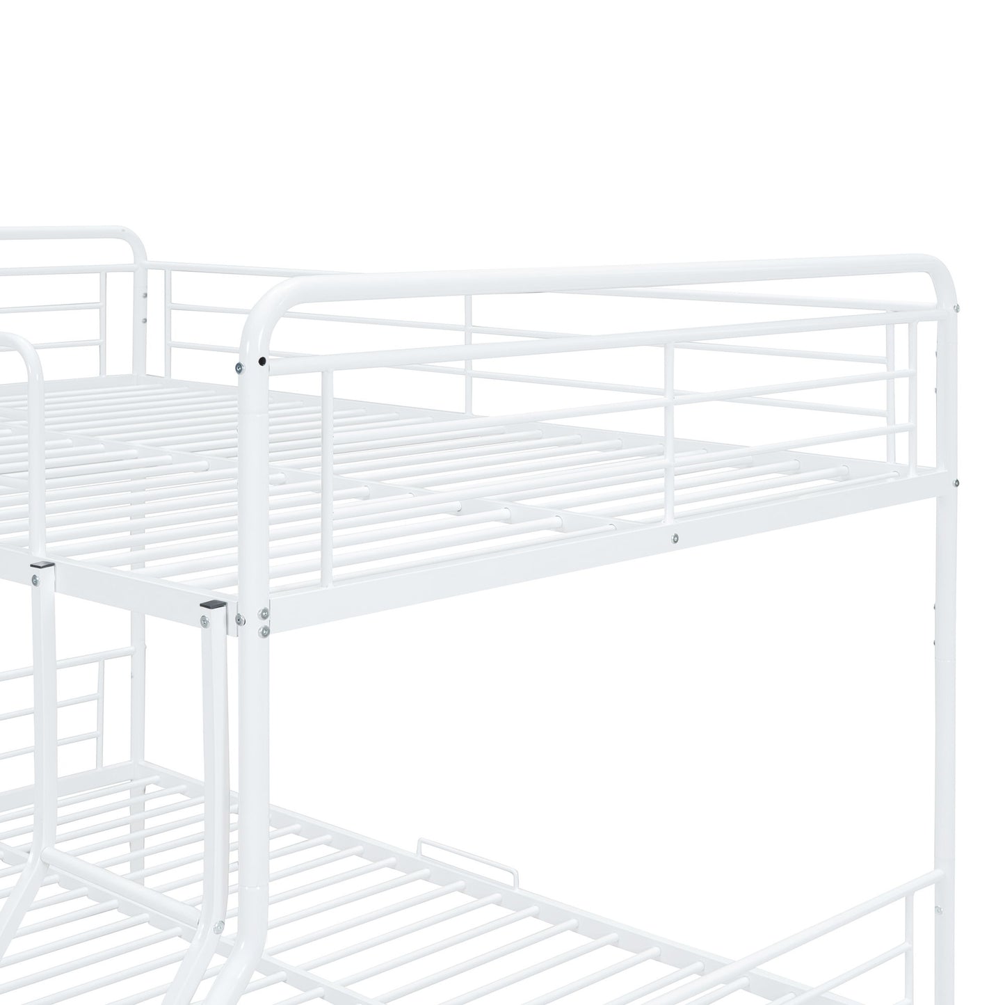 Full Long Over Queen Bunk Bed With 2 Drawers - White