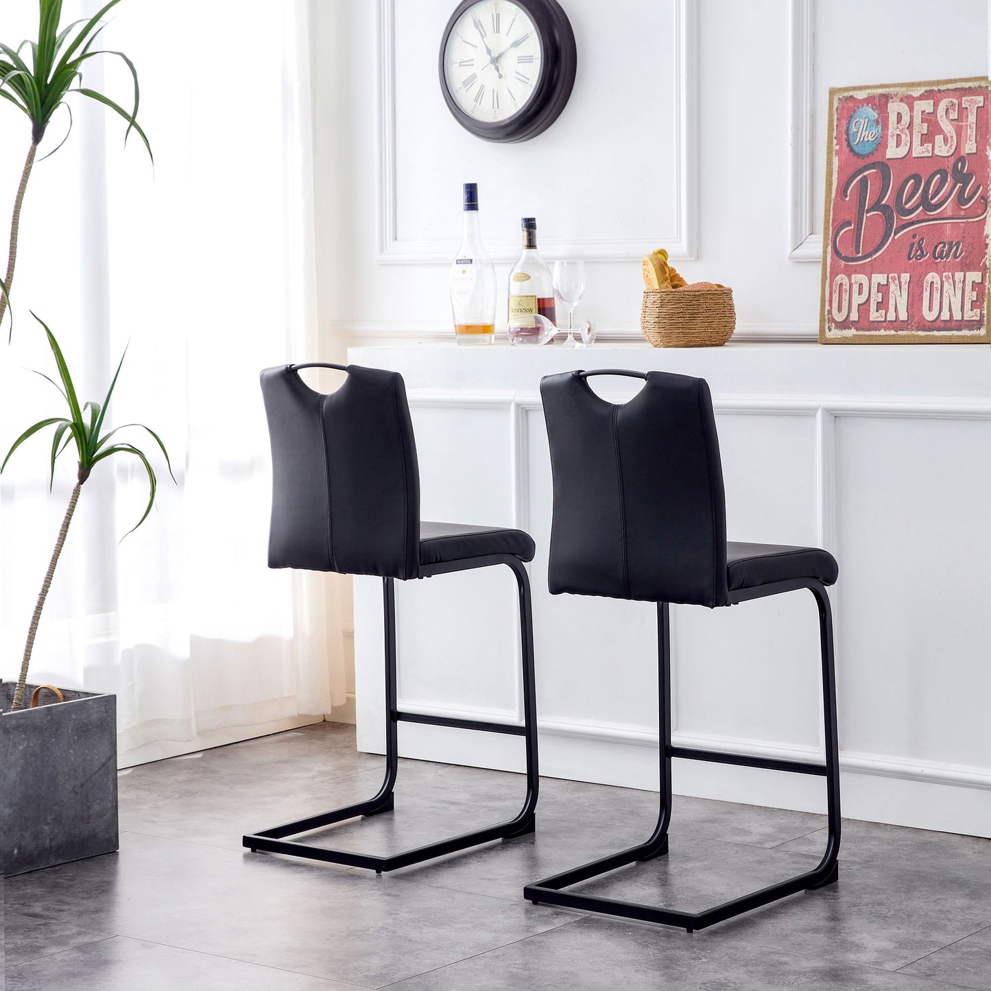 Chair Barstool Dining Counter Height Chair (Set of 2) - Black
