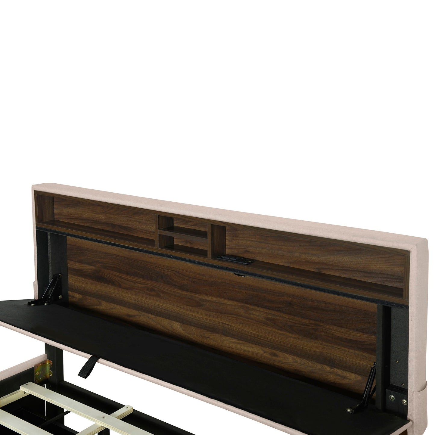 Queen Size Upholstered Platform Bed With Storage Headboard, Twin Long Size Trundle & 2 Drawers And A Set Of Sockets & USB Ports - Beige