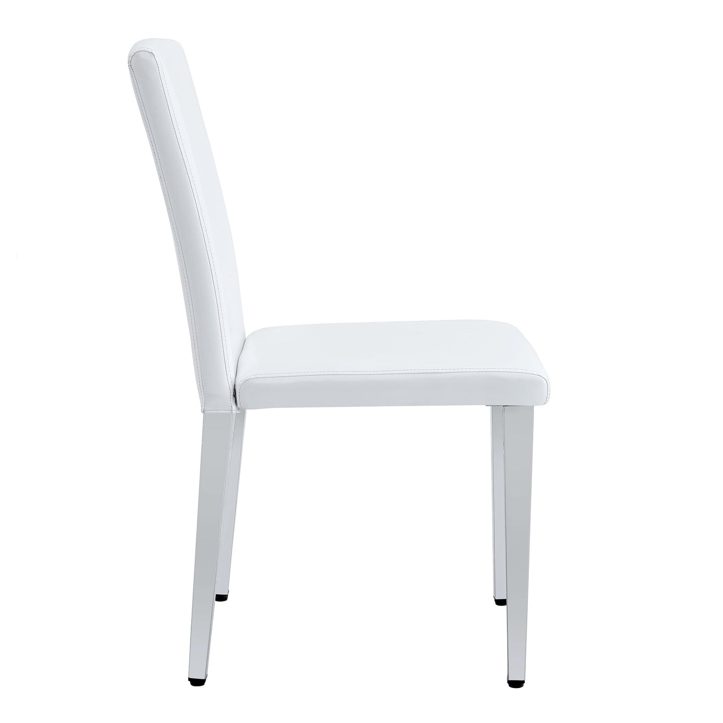 (Set of 4) Backrest Chairs With Silver Metal Legs The Perfect Combination, Suitable For Minimalist And Modern Home Styles - White / Silver