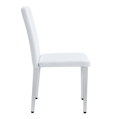 (Set of 4) Backrest Chairs With Silver Metal Legs The Perfect Combination, Suitable For Minimalist And Modern Home Styles - White / Silver