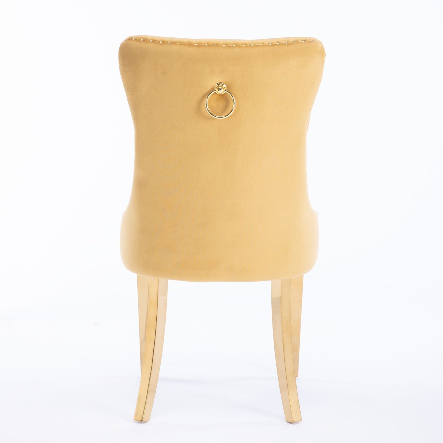 Nikki - Modern, High-End Tufted Solid Wood Contemporary Velvet Upholstered Dining Chair With Golden Stainless Steel Plating Legs, Nailhead Trim (Set of 2) - Gold