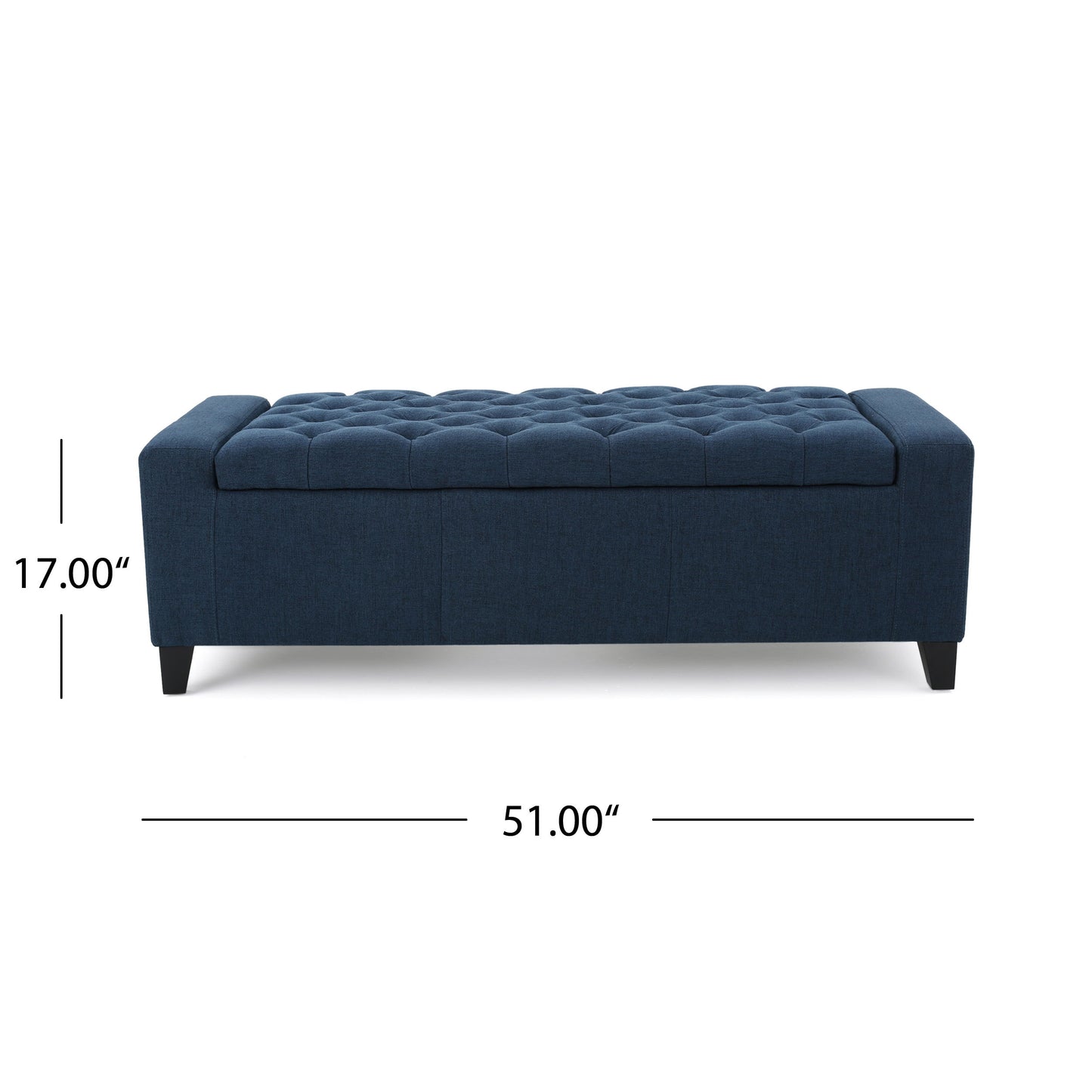 Guernsey - Ottoman Fabric Storage With Tufted Top - Navy Blue