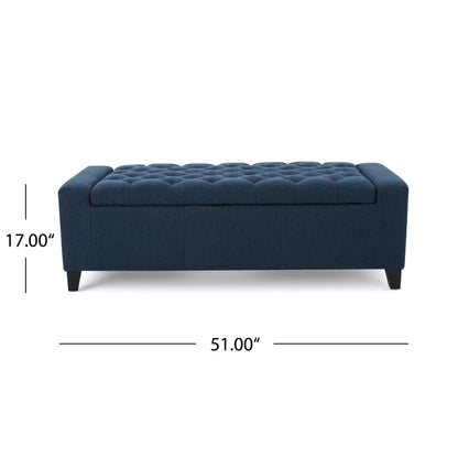 Guernsey - Ottoman Fabric Storage With Tufted Top - Navy Blue