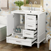 Bathroom Vanity, Modern Bathroom Cabinet With Sink Combo Set, Bathroom Storage Cabinet With A Soft Closing Door And 3 Drawers, Solid Wood Frame - White