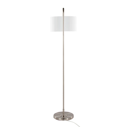 Puck - Contemporary Floor Lamp - Nickel / White