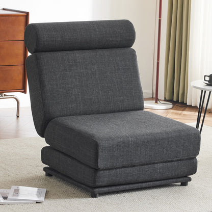 Single Sofa Chair Foldable Single Sofa Bed With Pillow, Portable Foldable Sofa Bed, Leisure Sofa Chair, Easy To Store, Made Of Breathable And Wearable Linen - Dark Gray