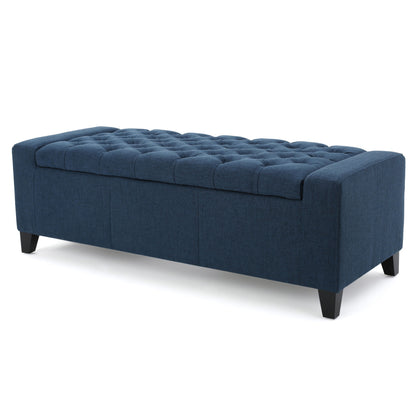 Guernsey - Ottoman Fabric Storage With Tufted Top - Navy Blue