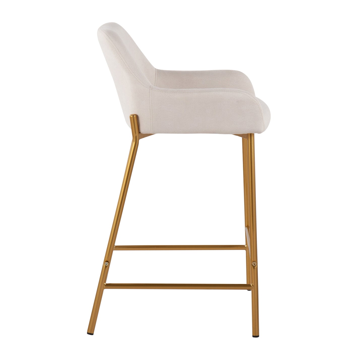 Daniella - Contemporary / Glam Fixed Height Counter Stool (Set of 2) - Gold / Cream
