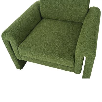Modern Boucle Upholstered Accent Chair Sturdy Support & Luxurious Comfort Solid, Manufactured Wood - Green