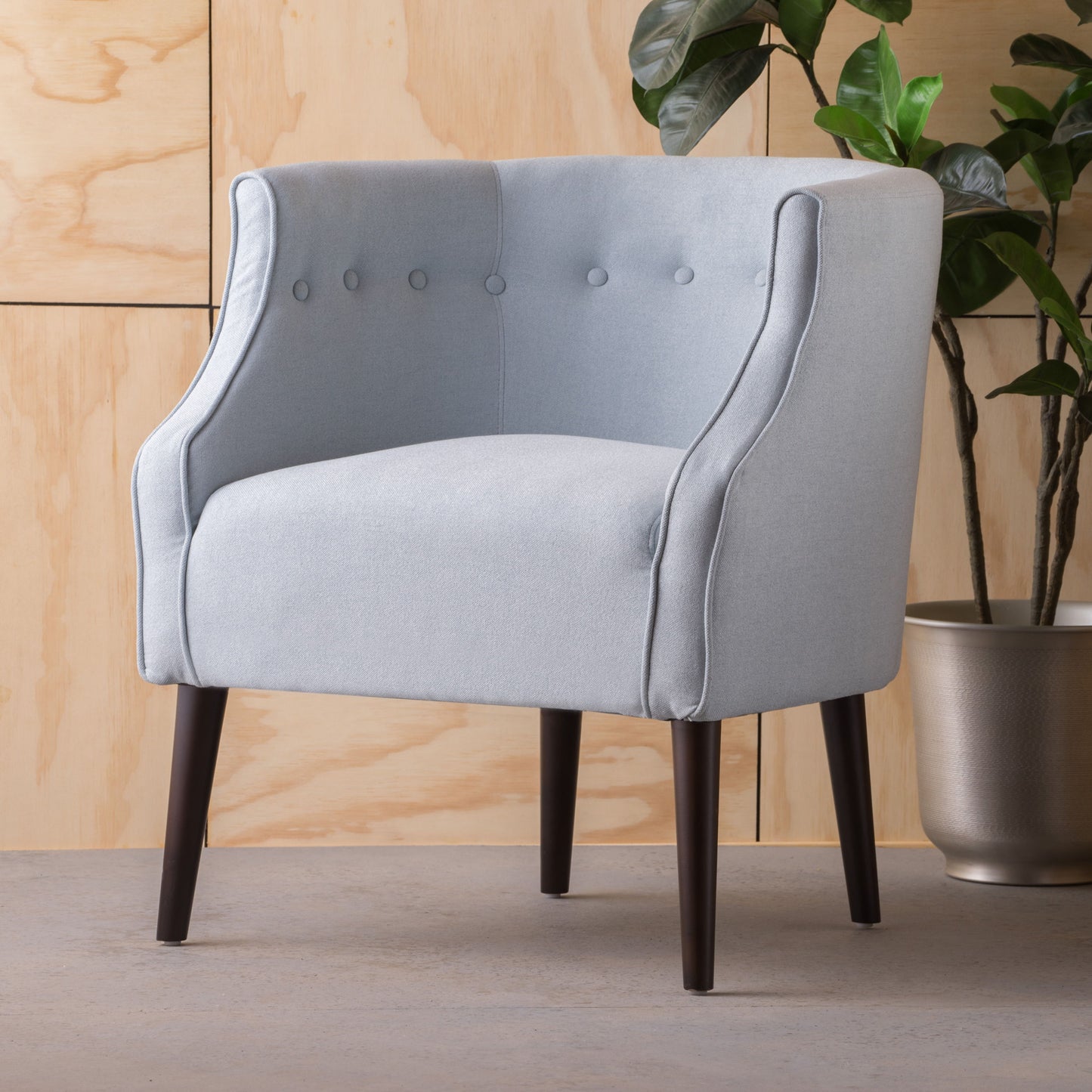 Elegant Upholstered Club Chair With Button Tufting - Light Blue