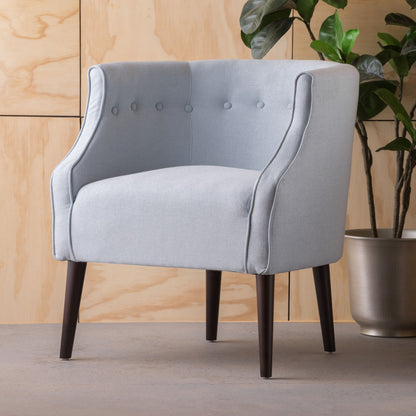 Elegant Upholstered Club Chair With Button Tufting - Light Blue