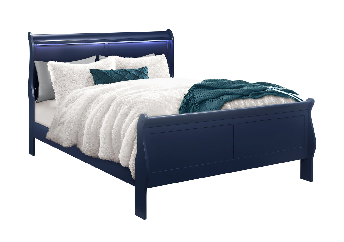 Charlston - Queen Bed With LED - Blue