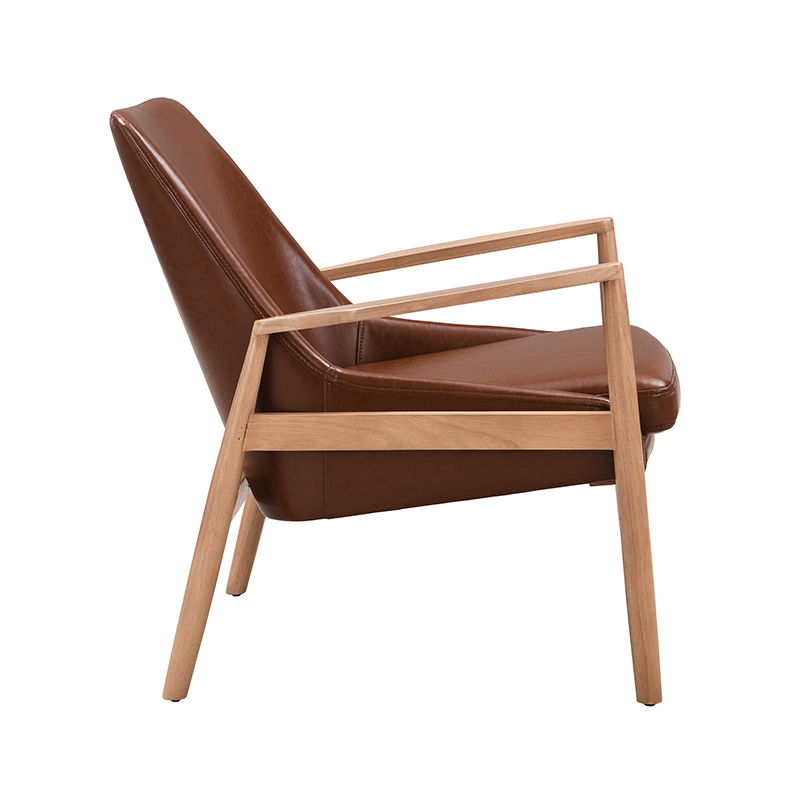 Accent Chair, Mid-Century Modern Armchair With Solid Wood Frame, Reading Leisure Chair With High Back For Living Room - Brown