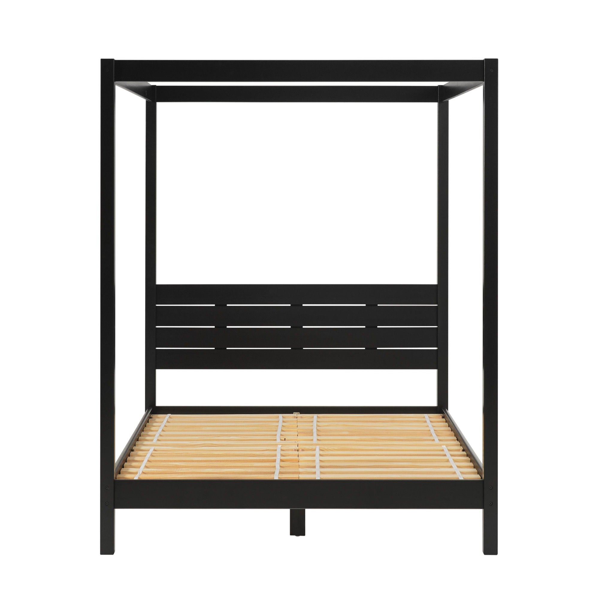 Queen Canopy Bed Frame Modern Minimalist Boho - Black