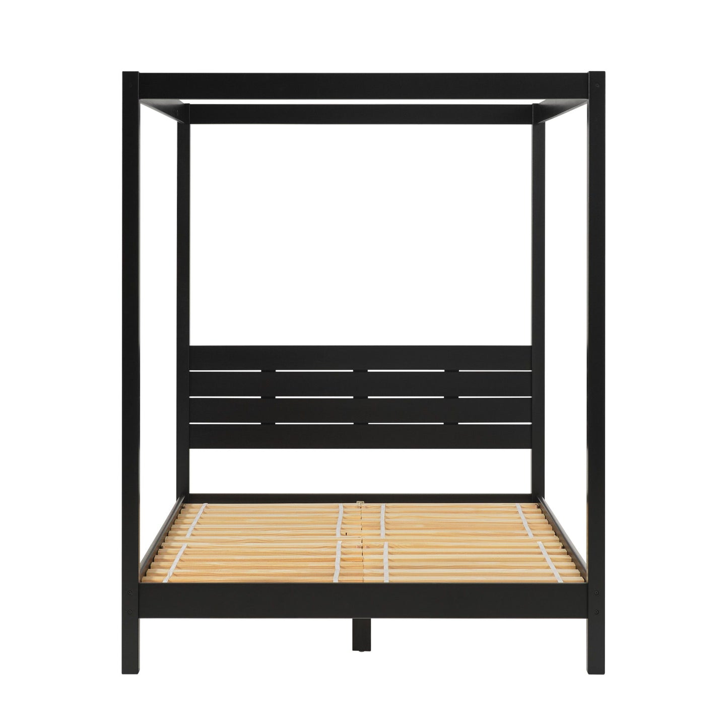 Queen Canopy Bed Frame Modern Minimalist Boho - Black
