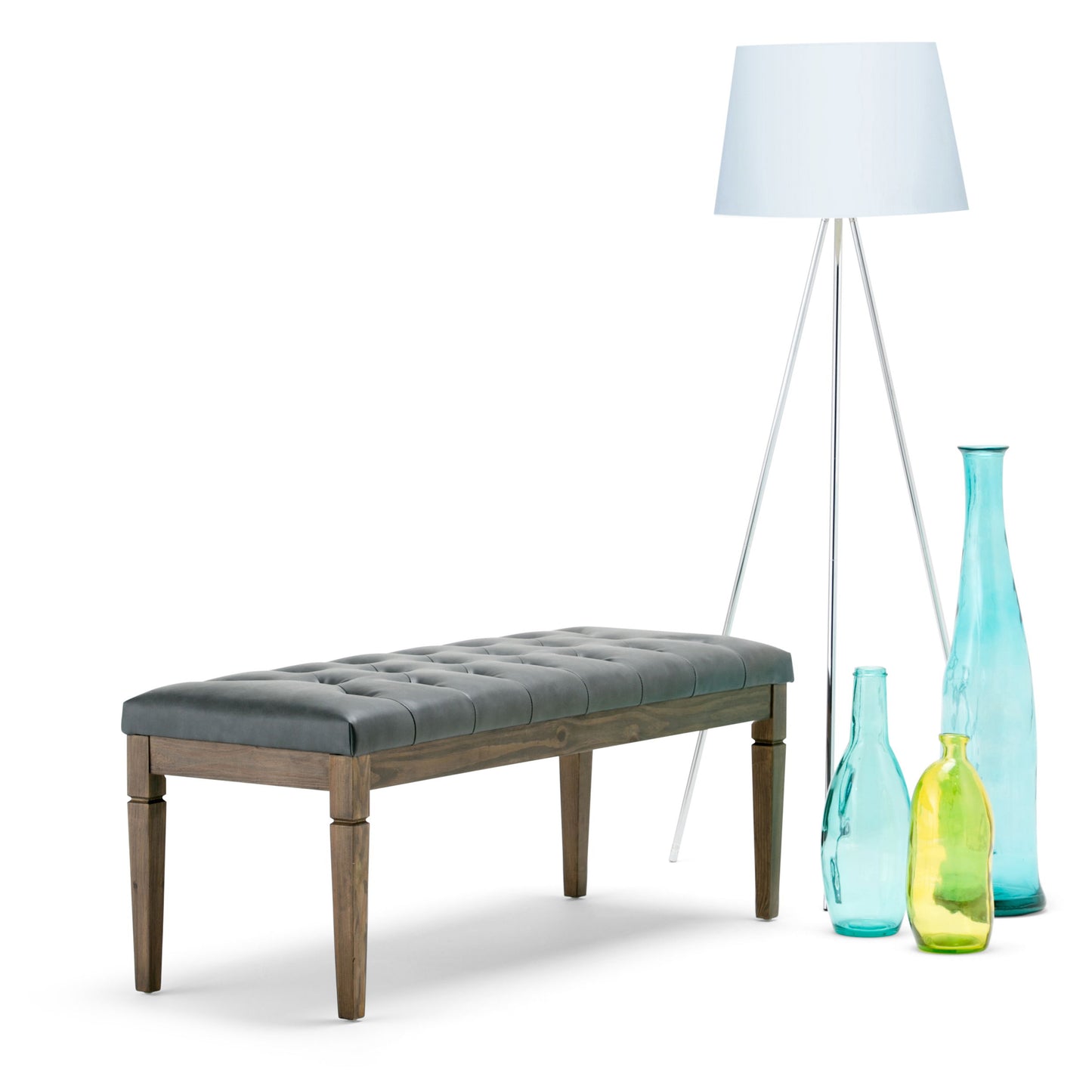 Waverly - Tufted Ottoman Bench - Slate Gray