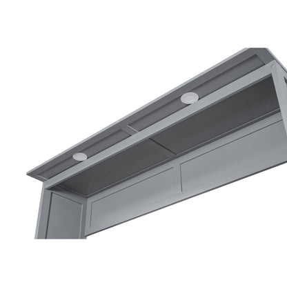 Queen Size Murphy Wall Bed With Shelves And LED Lights - Gray