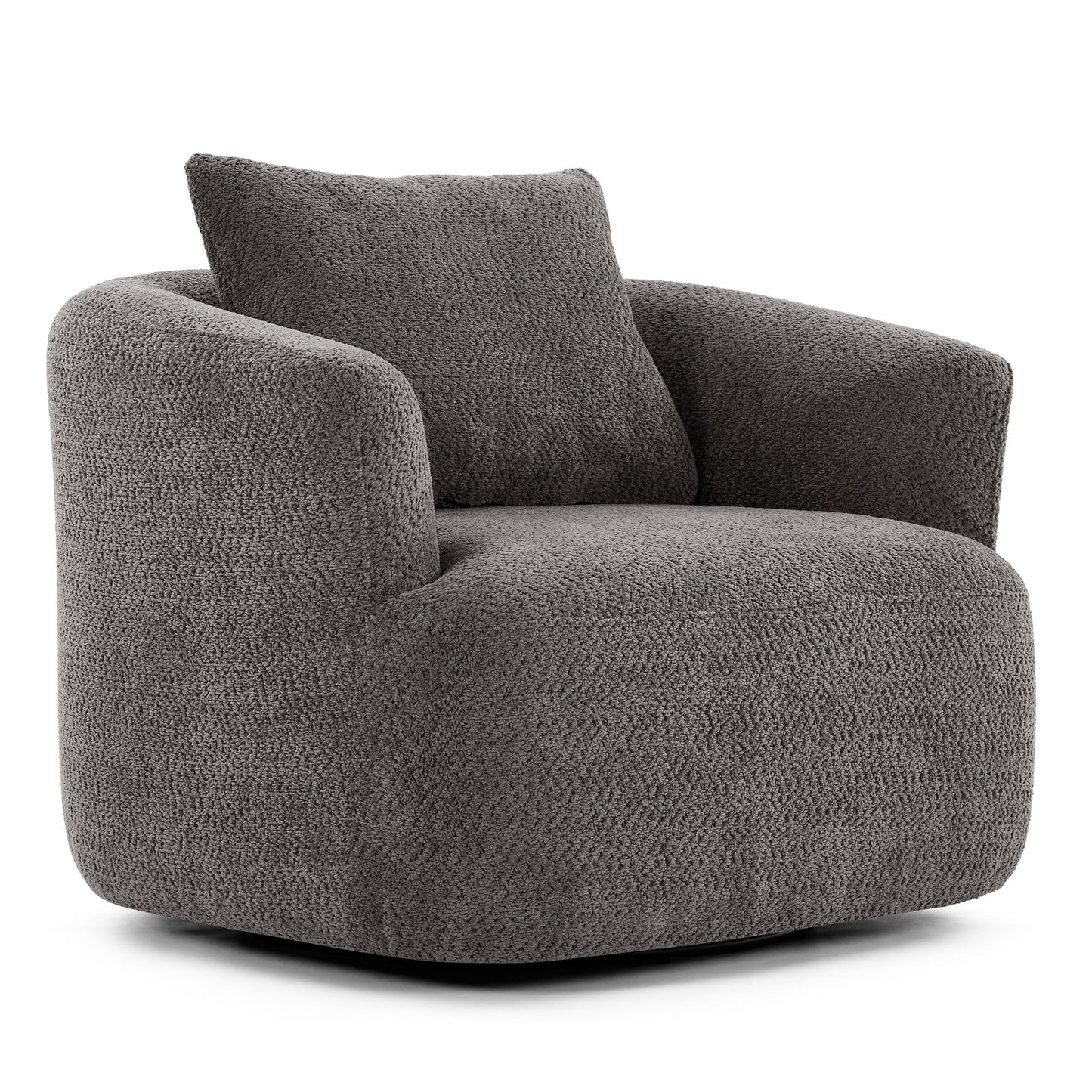 Chenille Upholstered 360ÔøΩÔøΩ Swivel Barrel Sofa Chair With Throw Pillow, Accent Chair For Living Room, Office And Hotel - Gray