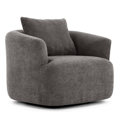 Chenille Upholstered 360ÔøΩÔøΩ Swivel Barrel Sofa Chair With Throw Pillow, Accent Chair For Living Room, Office And Hotel - Gray