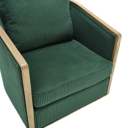 Corduroy Swivel Barrel Chair, Comfortable Accent Sofa Chair With 360 Degree Swivel For Living Room - Emerald