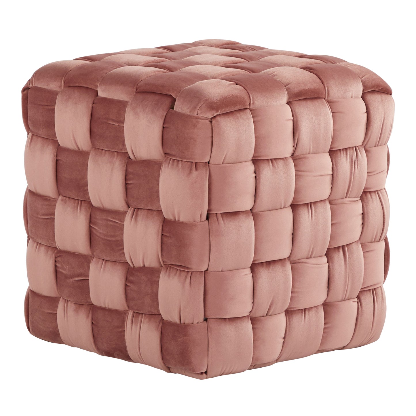 Square Braided Ottoman - Blush Pink
