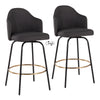 Ahoy - Contemporary Fixed Height Counter Stool Round Gold Footrest (Set of 2) - Charcoal / Black