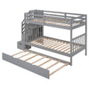 Twin Over Twin / Full Bunk Bed With Twin Size Trundle - Gray