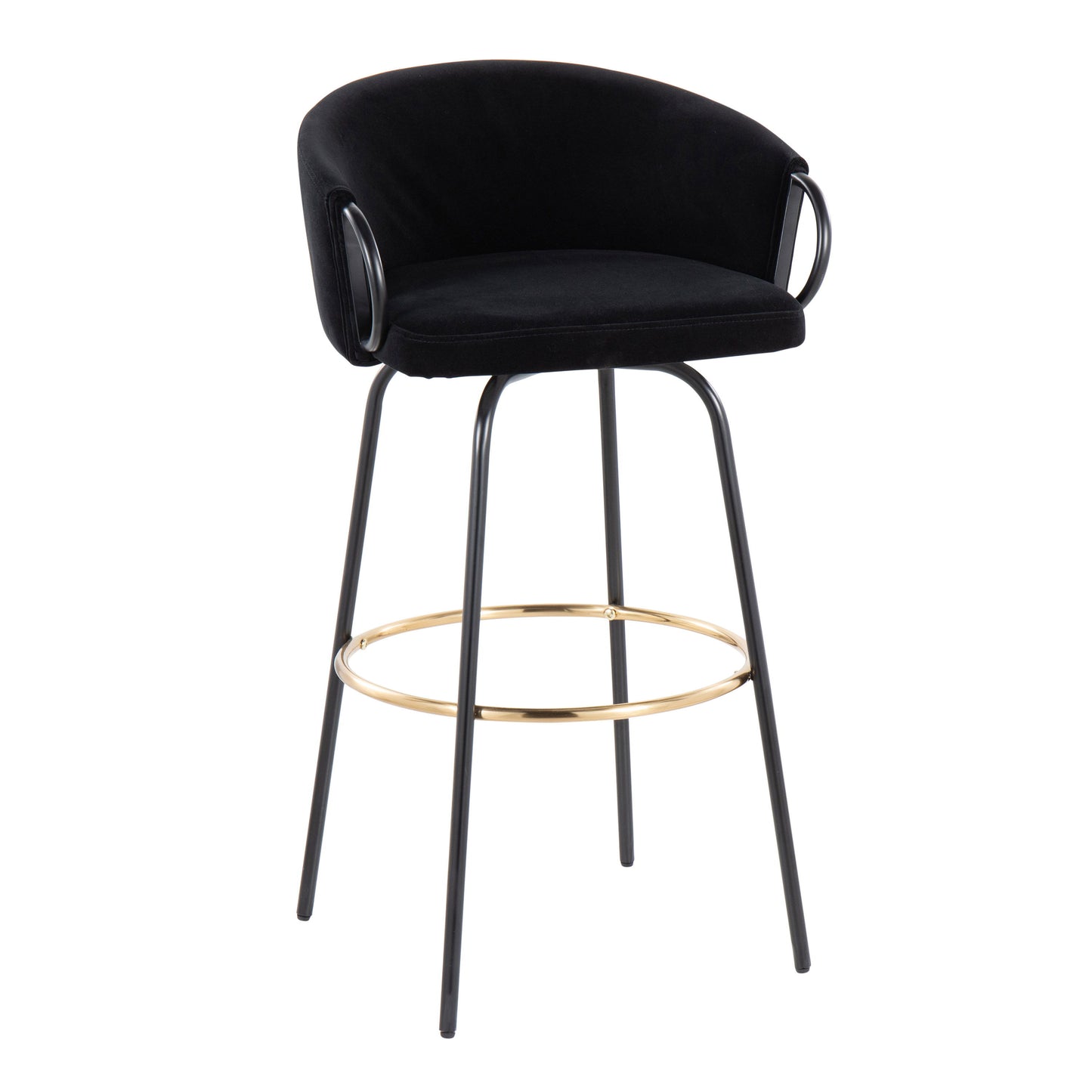 Claire - Contemporary / Glam Barstool With Footrest (Set of 2) - Black
