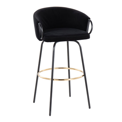 Claire - Contemporary / Glam Barstool With Footrest (Set of 2) - Black