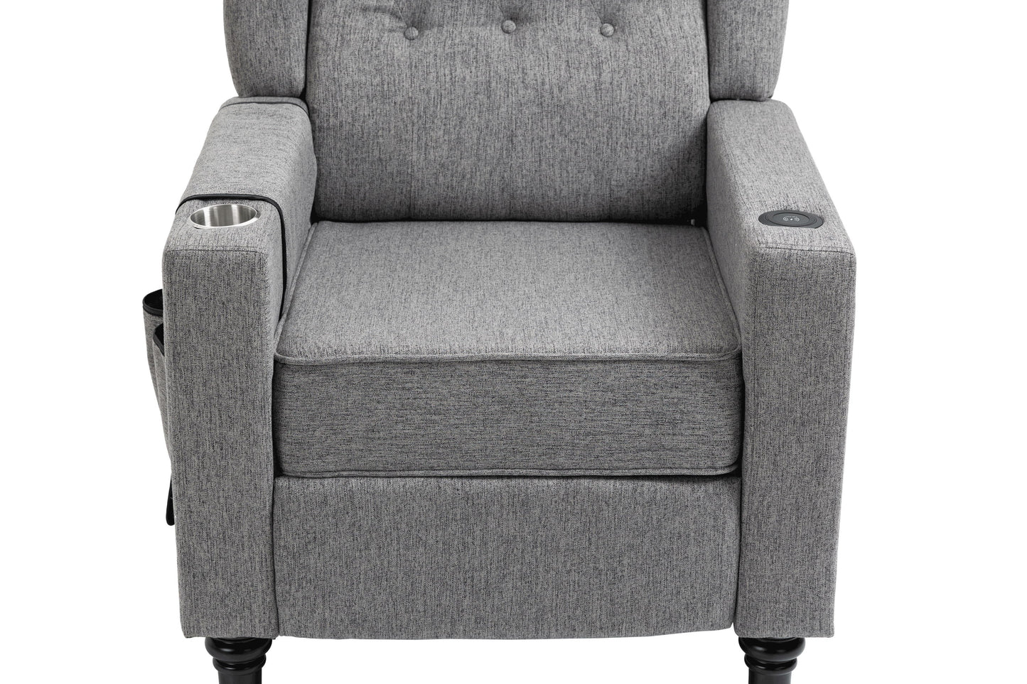 Arm Pushing Recliner Chair, Modern Button Tufted Wingback Push Back Recliner Chair, Living Room Chair Fabric Pushback Manual Single Reclining Sofa Home Theater Seating For Bedroom - Dark Gray