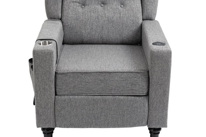 Arm Pushing Recliner Chair, Modern Button Tufted Wingback Push Back Recliner Chair, Living Room Chair Fabric Pushback Manual Single Reclining Sofa Home Theater Seating For Bedroom - Dark Gray