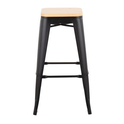 Oregon - Contemporary Barstool (Set of 2) - Black / Natural