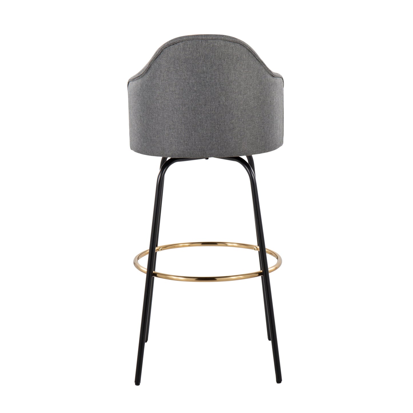 Ahoy - Contemporary Fixed Height Bar Stool Round Gold Footrest (Set of 2) - Gray / Black