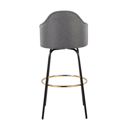 Ahoy - Contemporary Fixed Height Bar Stool Round Gold Footrest (Set of 2) - Gray / Black