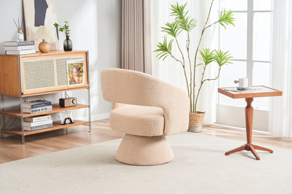 Swivel Accent Chair Armchair, Round Barrel Chair For Living Room Bedroom - Cream