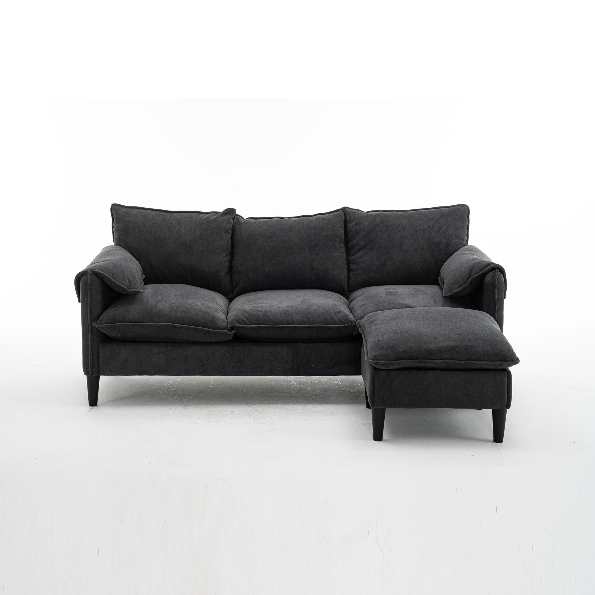 Convertible Combination Sofa, Sofa L Shaped, Sofa With Footstools With Storage Sofa For Living Room, Living Room 3 Seater Combination Sofa - Gray