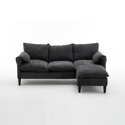 Convertible Combination Sofa, Sofa L Shaped, Sofa With Footstools With Storage Sofa For Living Room, Living Room 3 Seater Combination Sofa - Gray