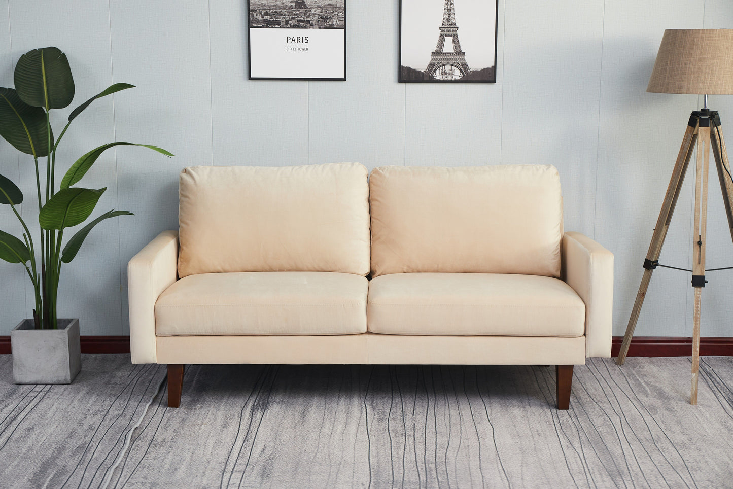 Stationary Loveseat - Beige