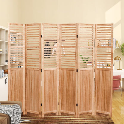 Panel Wooden Folding Room Divider - Natural