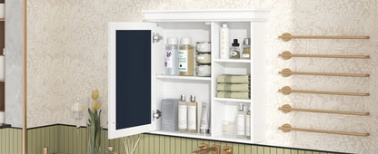 Bathroom Medicine Cabinet With Mirror, Wall Mounted Mirror Cabinet & Storage Organizer, Over The Toilet Storage White Storage Cabinet For Bathroom - White