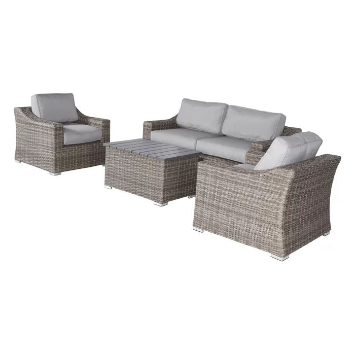Stylish 4 Person Sofa Seating Group With Cushions Perfect For Outdoor Gatherings - Gray Mix