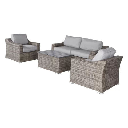 Stylish 4 Person Sofa Seating Group With Cushions Perfect For Outdoor Gatherings - Gray Mix