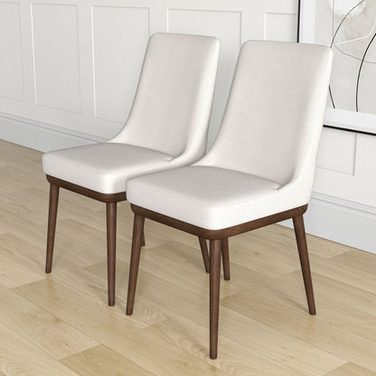Kate - Mid-Century Modern Dining Chair (Set of 2) - Fabric - White