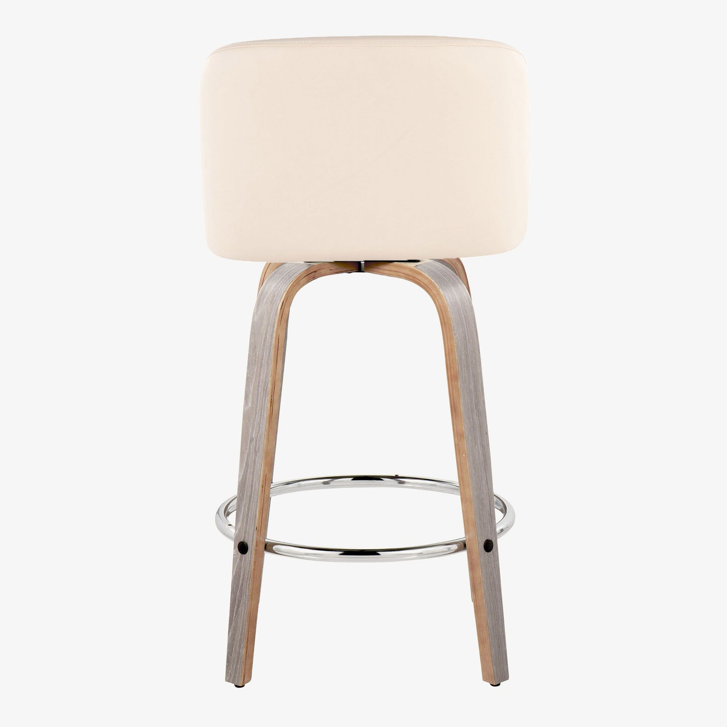 Toriano - Contemporary Fixed Height Counter Stool With Swivel With Round Footrest (Set of 2) - Light Gray / Cream