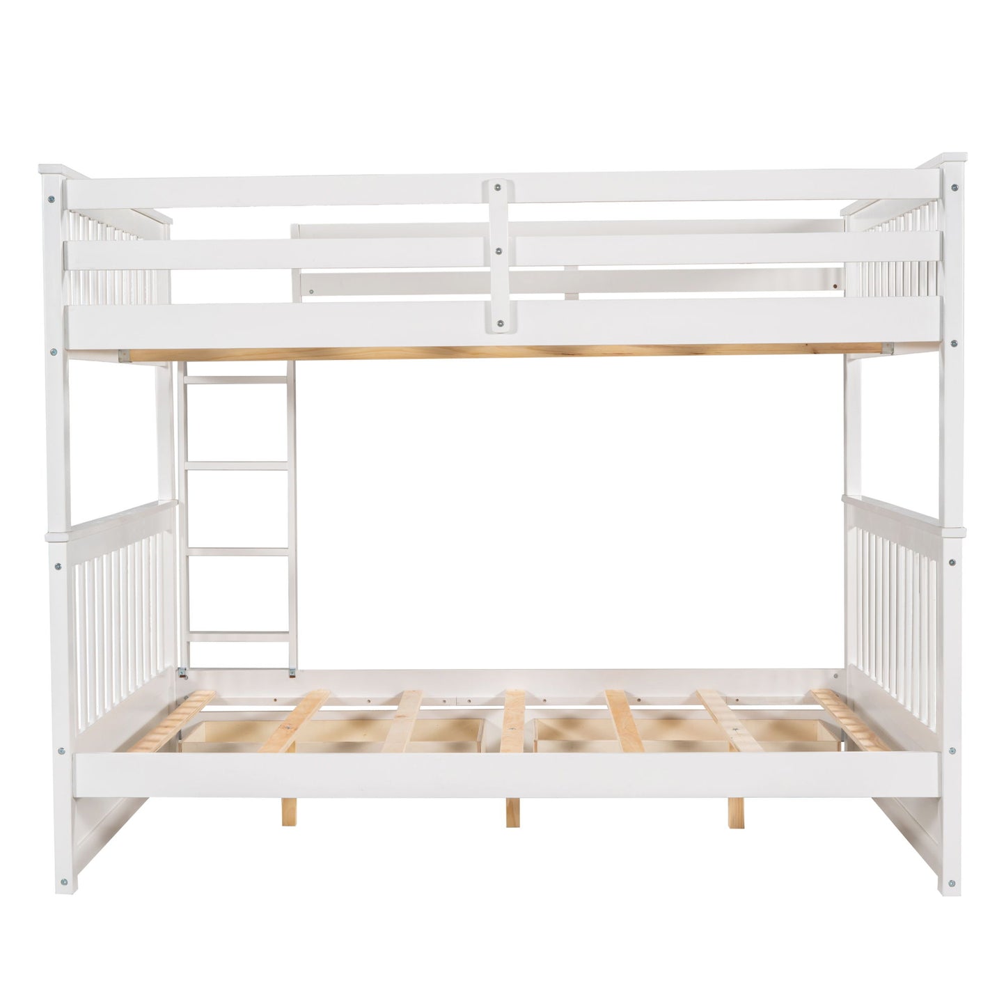 Full Over Full Bunk Bed With Ladders And 2 Storage Drawers - White