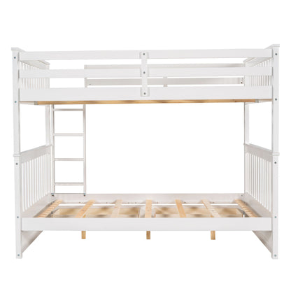 Full Over Full Bunk Bed With Ladders And 2 Storage Drawers - White