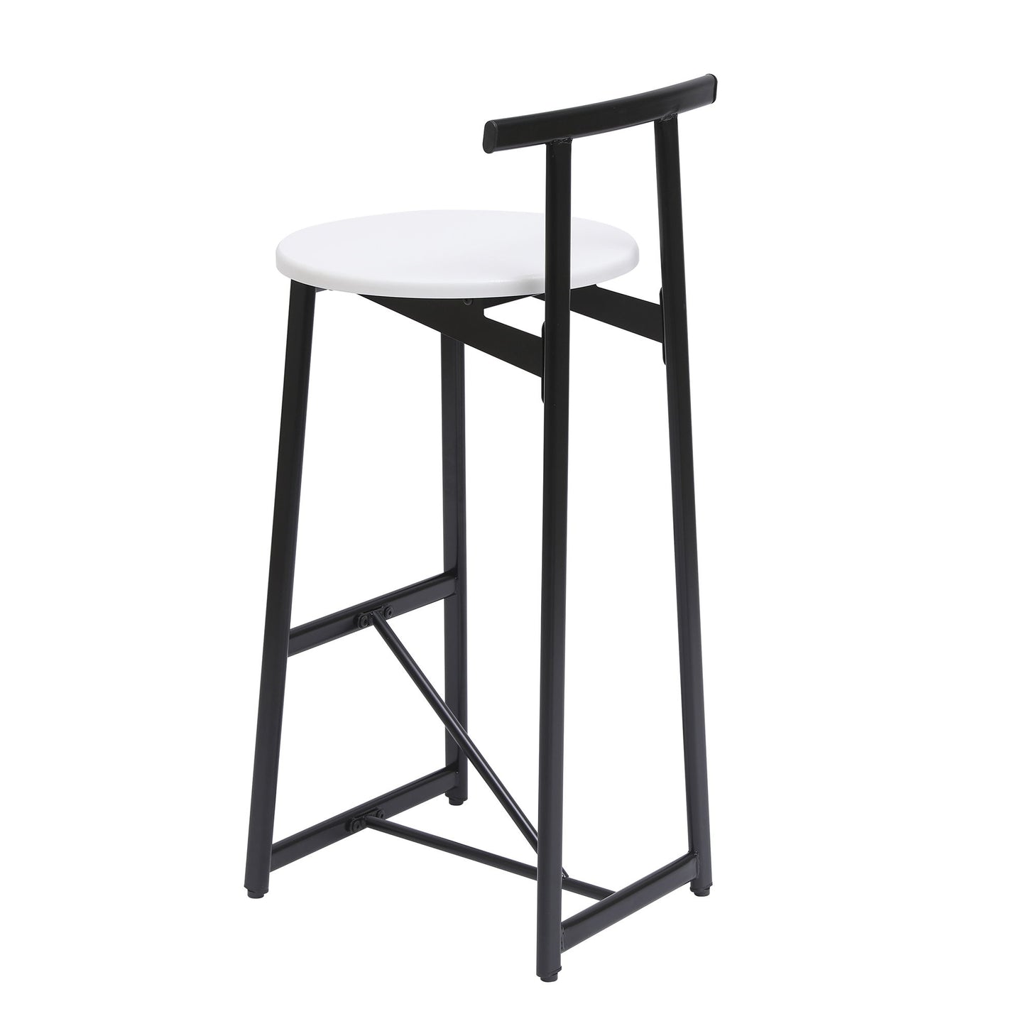 Modern Bar Stools With Backrest For Kitchen Island Or Pub Room, Metal Frame (Set of 3) - Black / White