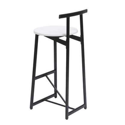 Modern Bar Stools With Backrest For Kitchen Island Or Pub Room, Metal Frame (Set of 3) - Black / White