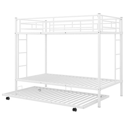 Twin Over Twin Bunk Bed With Trundle - White